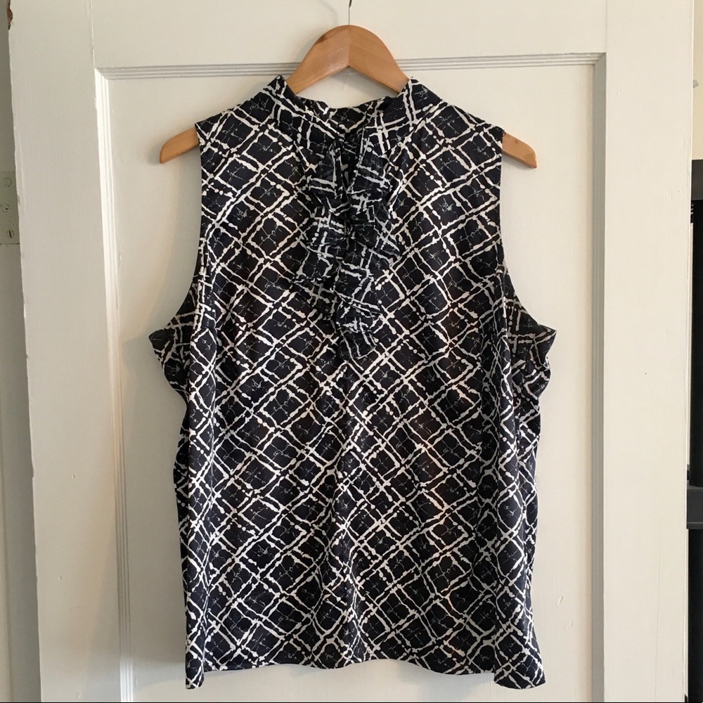 Lane Bryant sleeveless ruffle front blouse